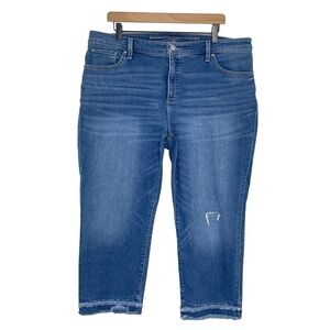 Chicos So Slimming Jeans Womens 16 Girlfriend High Rise Slim Leg Raw Hem Crop